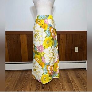 Vintage retro Floral Maxi Skirt - Multicolor